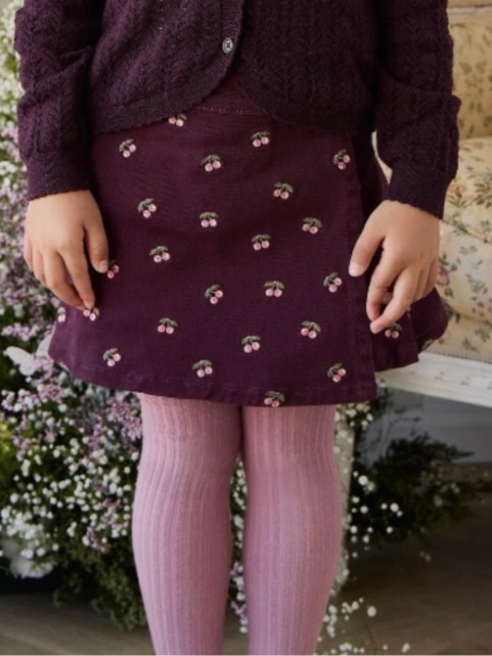 Jamie Kay 2T 🍒 Cherry-Embroidered Skirt